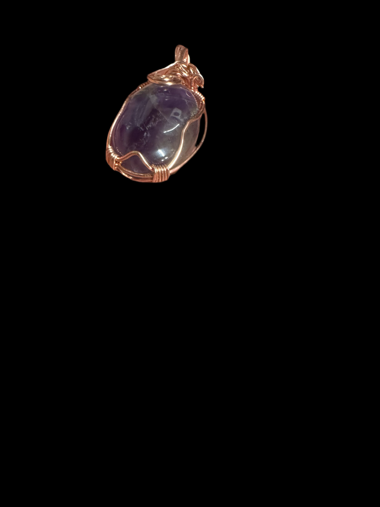 Handcrafted Amethyst Pendant – Recycled Copper Wire Wrapped
