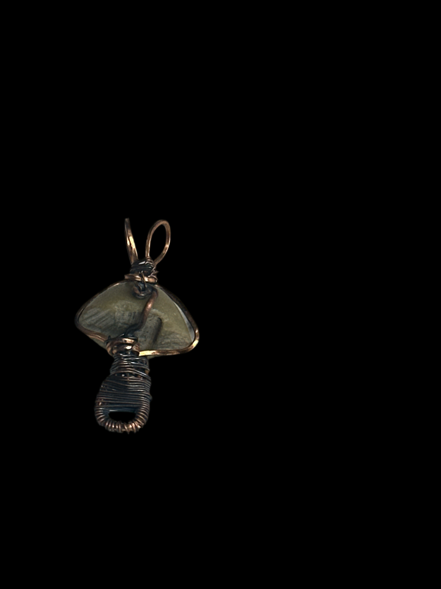 UV-Reactive Copper Wire-Wrapped Mushroom Pendant By SSA. Studio